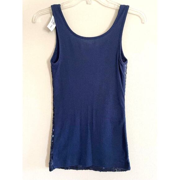 Old Navy Womens Scoop Neck Navy Sequin‎ Tank Top Size Small - Picture 3 of 5